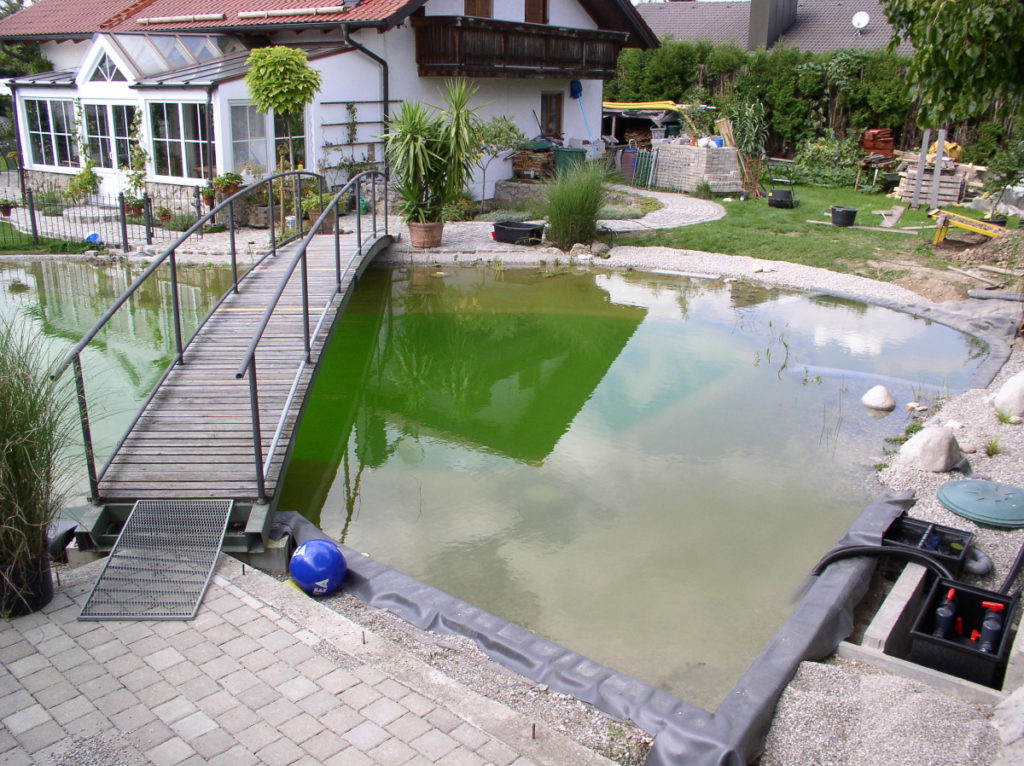 Brücke und Teich im Garten